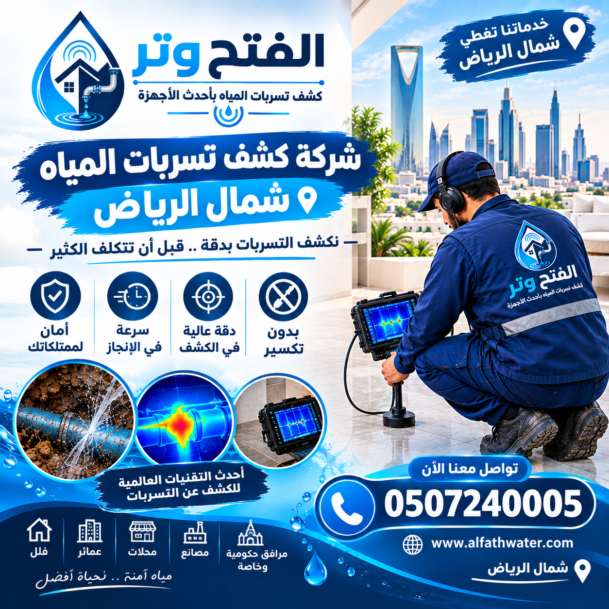 شركة كشف تسربات المياه شمال الرياض