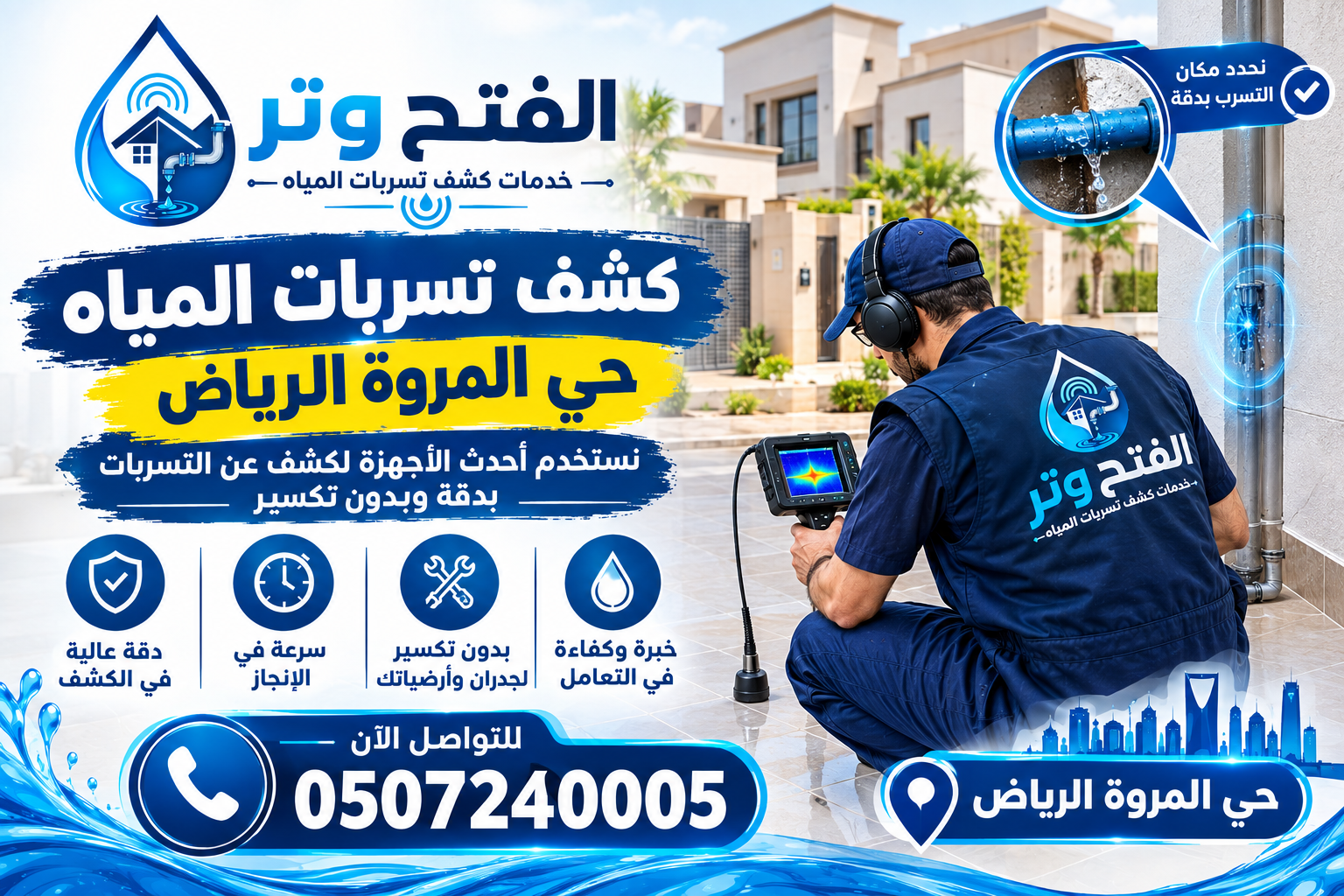 شركة كشف تسربات المياه حي المروة الرياض