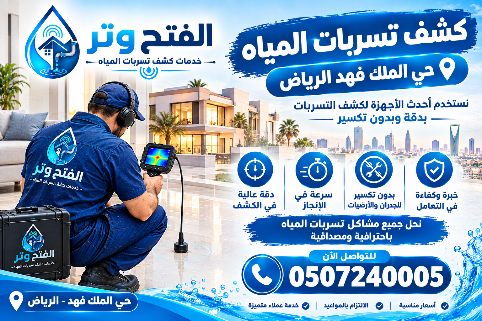 شركة كشف تسربات المياه حي الملك فهد الرياض