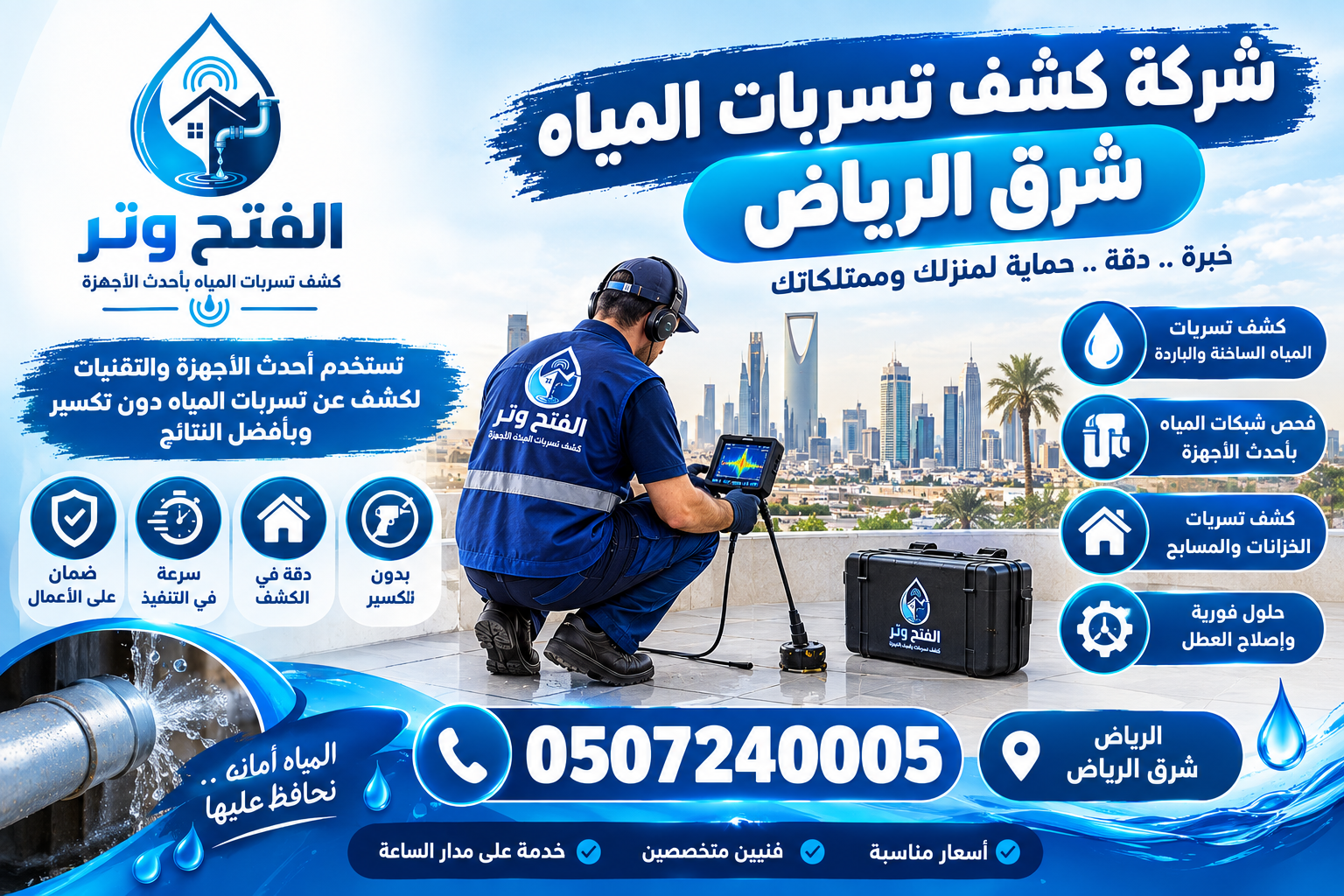 شركة كشف تسربات المياه شرق الرياض