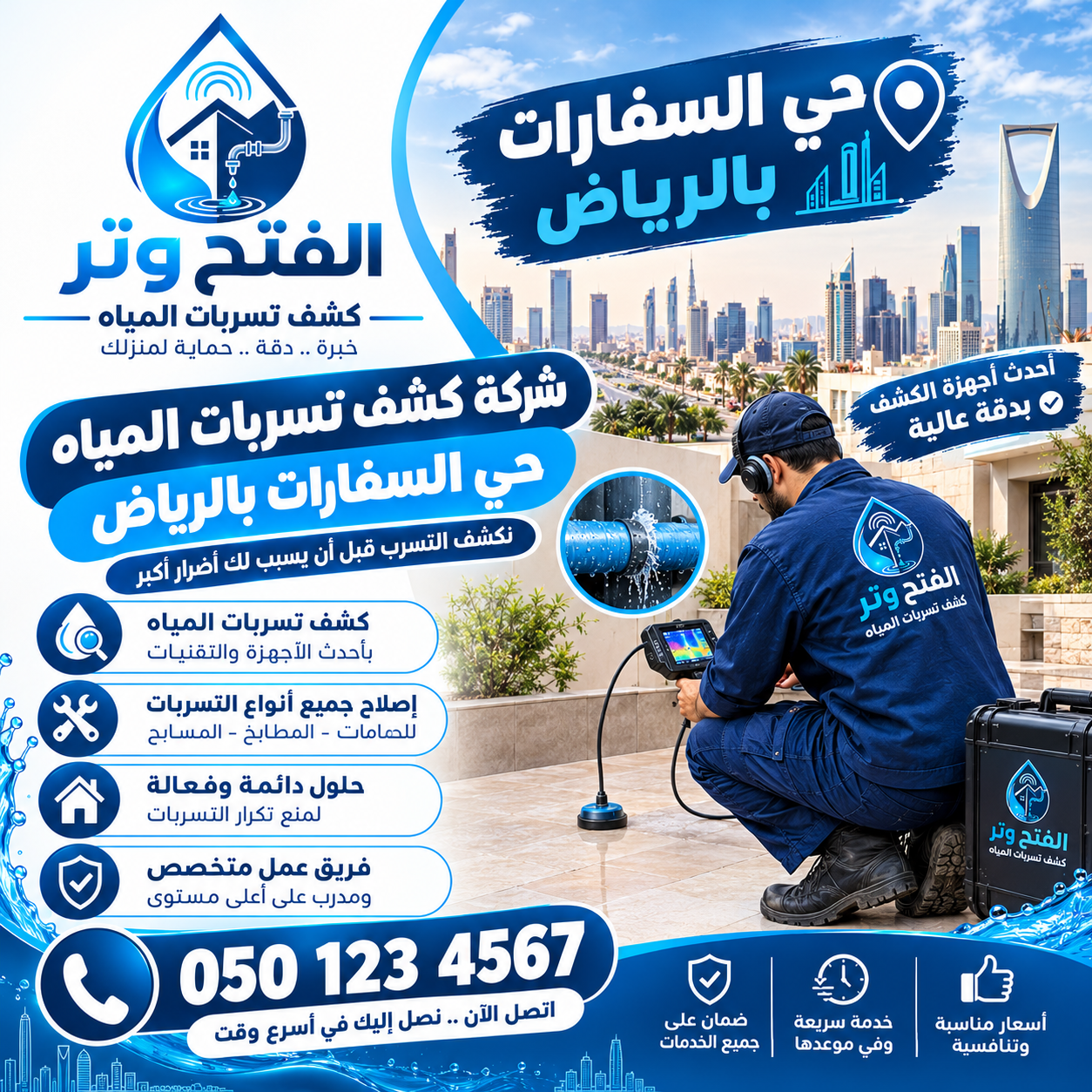 شركة كشف تسربات المياه حي السفارات بالرياض