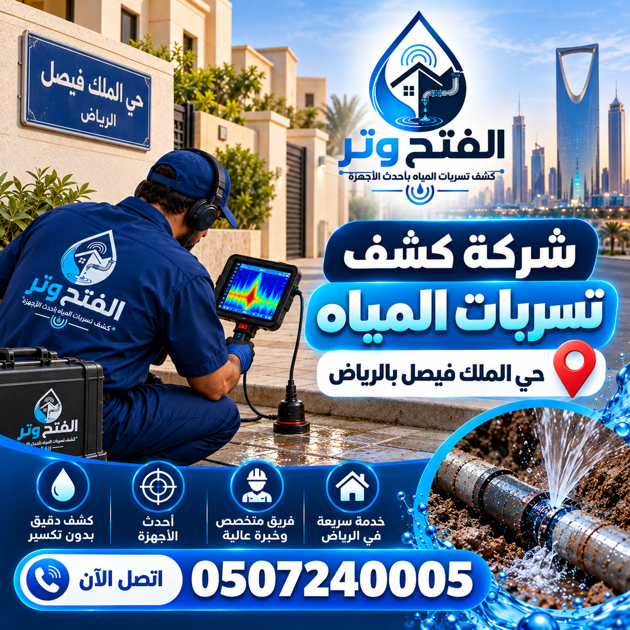 شركة كشف تسربات المياه حي الملك فيصل بالرياض