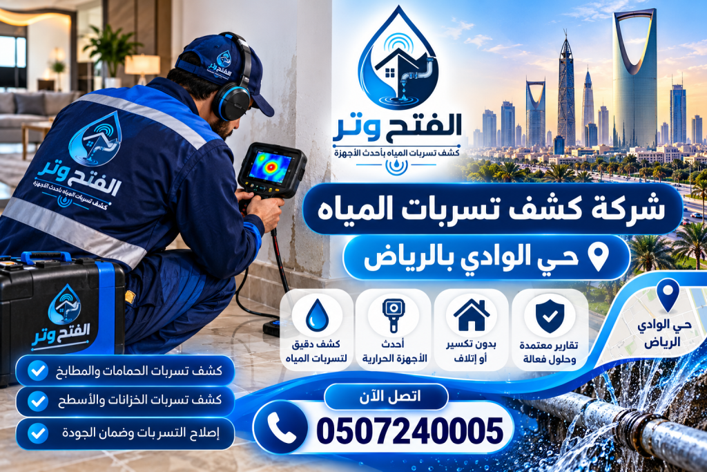 شركة كشف تسربات المياه حي الوادي بالرياض