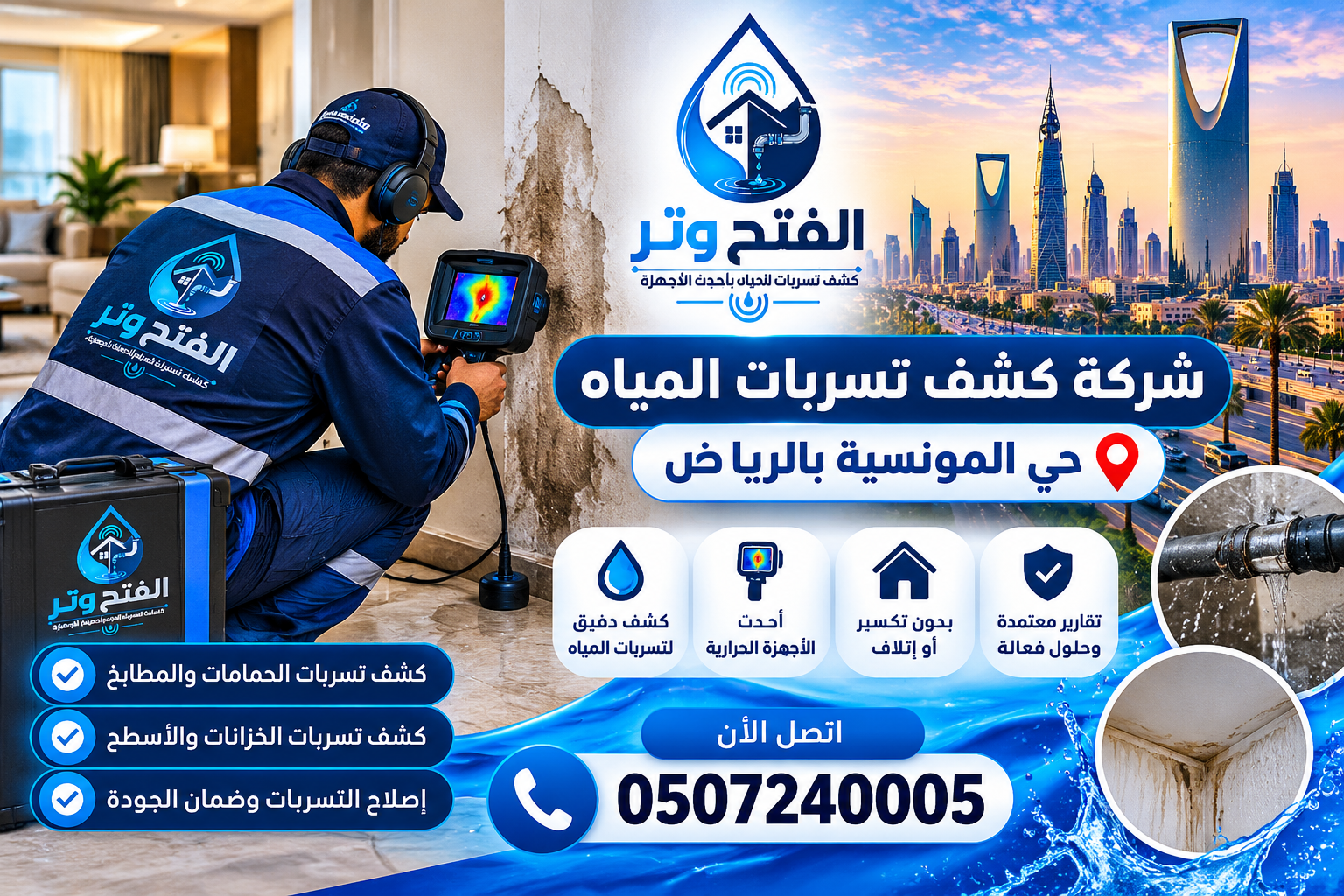 شركة كشف تسربات المياه حي المونسية بالرياض