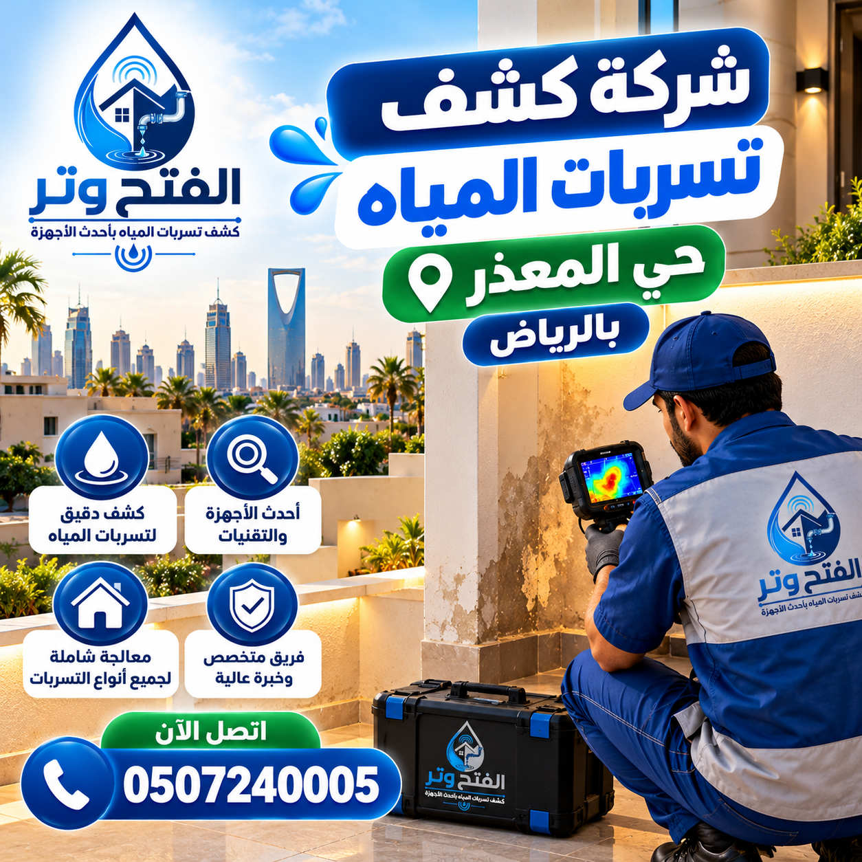 شركة كشف تسربات المياه حي المعذر بالرياض