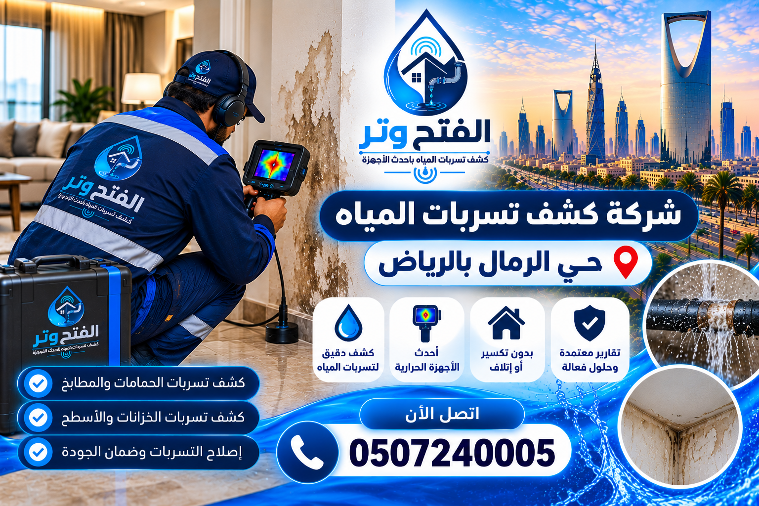 شركة كشف تسربات المياه حي الرمال بالرياض
