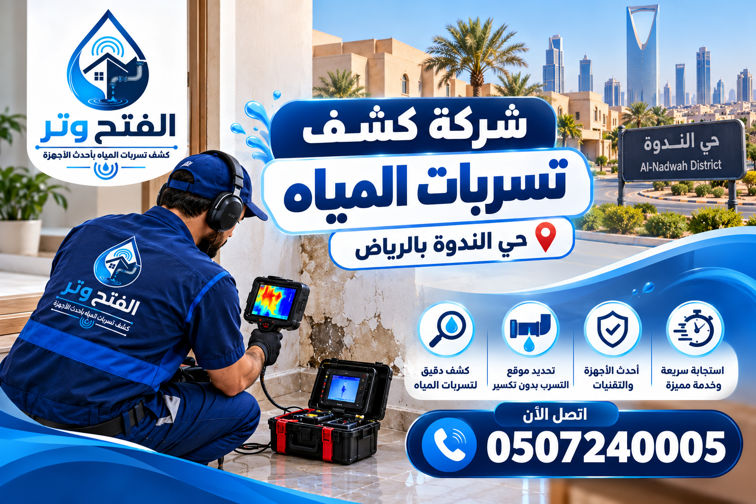 شركة كشف تسربات المياه حي الندوة بالرياض