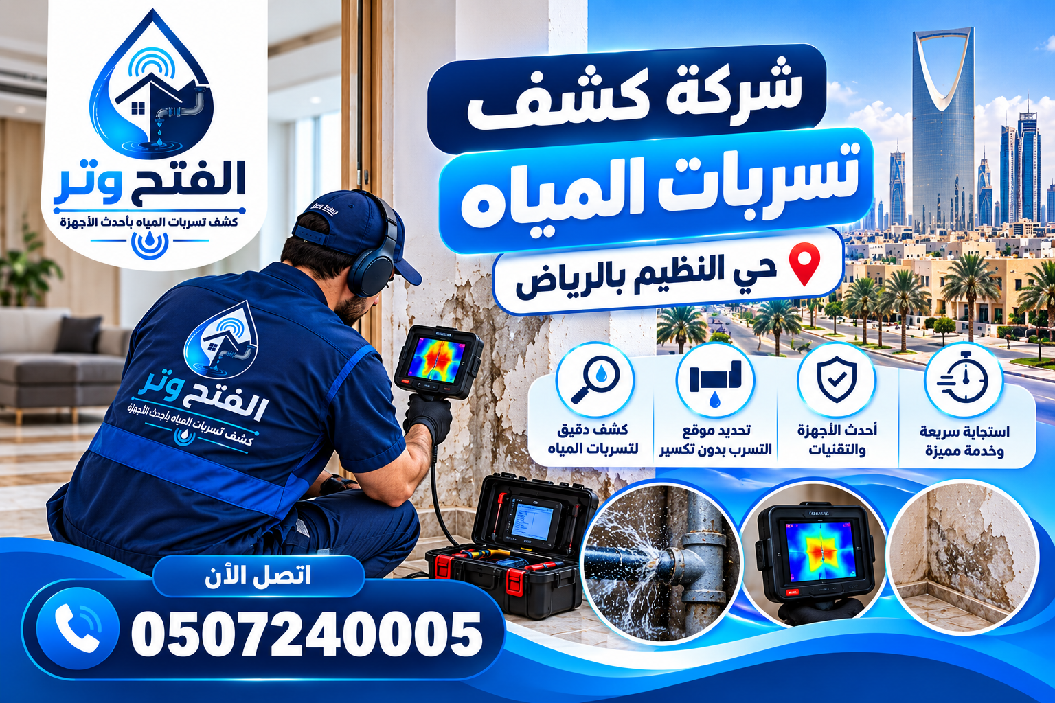 شركة كشف تسربات المياه حي النظيم بالرياض