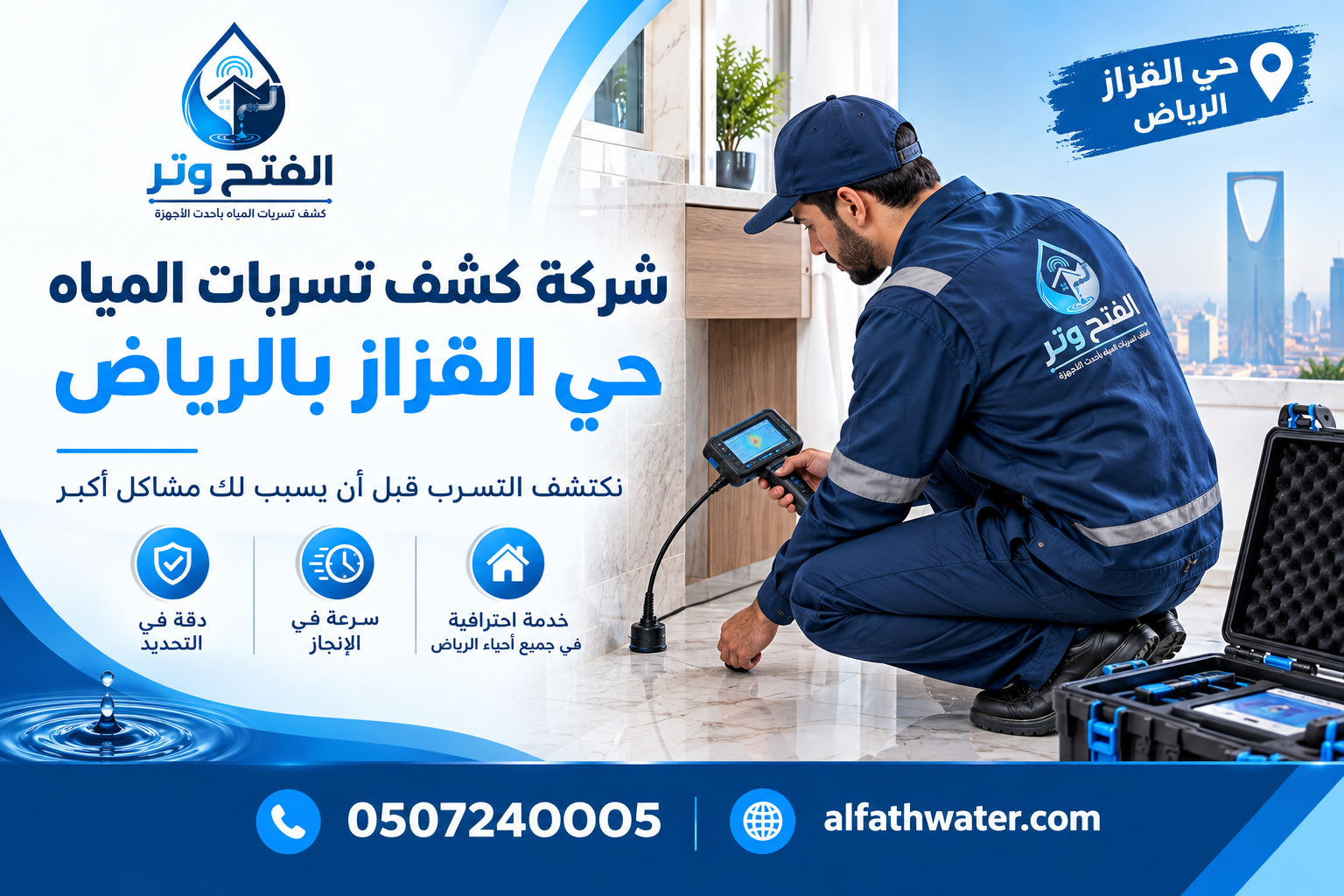 شركة كشف تسربات المياه حي القزاز بالرياض