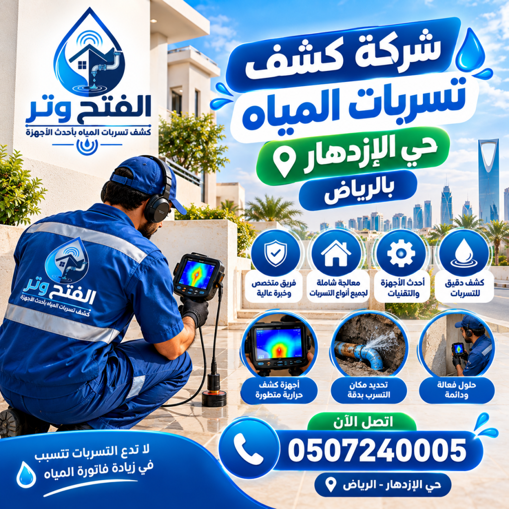 شركة كشف تسربات المياه حي الإزدهار بالرياض 